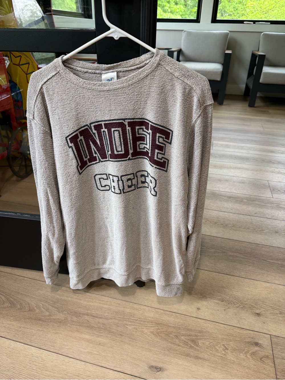 Indee Cheer Men's Crewneck Sweater - Cream with Burgundy Logo